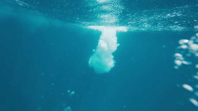 Person jumps into the sea from a boat