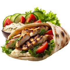 Savory Grilled Chicken Gyro with Hummus and Pita Bread - Delicious Mediterranean Cuisine