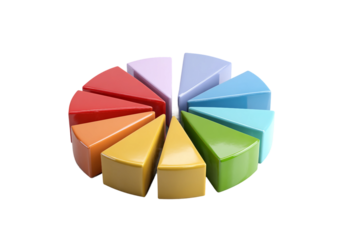 Pie chart segment isolated on transparent background