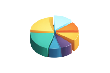 Analytics pie chart isolated on transparent background