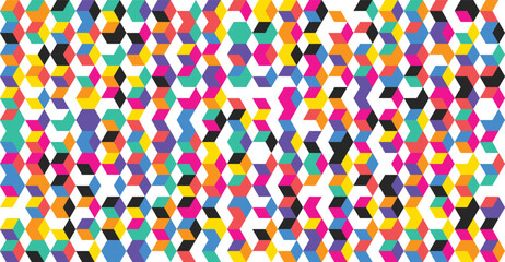 Bold abstract geometric colorful pattern creating an optical illusion with hexagon shapes. isolated PNG with Transparent Background