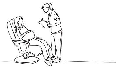 Prenatal Care Consultation with Pregnant Woman and Nurse