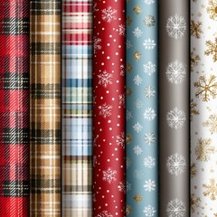 A colorful array of rolled gift wrap, featuring various holiday designs, adds a touch of cheer to the anticipation of giving.