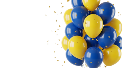 Colorful balloons cluster floating in air isolated on transparent background