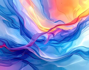 Vibrant abstract swirling waves of blue, purple, and orange light.