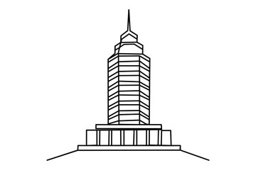 One line drawing of tiered art deco office tower