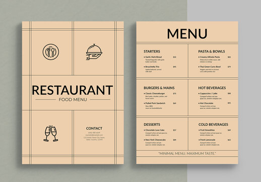 Minimal Food Menu Template Layout