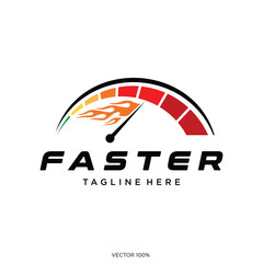 Dynamic Speedometer Logo with Fire 