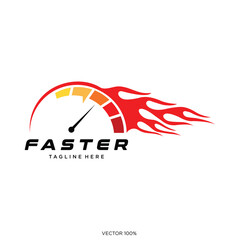 Dynamic Speed Gauge with Fiery Trail Logo for Performance