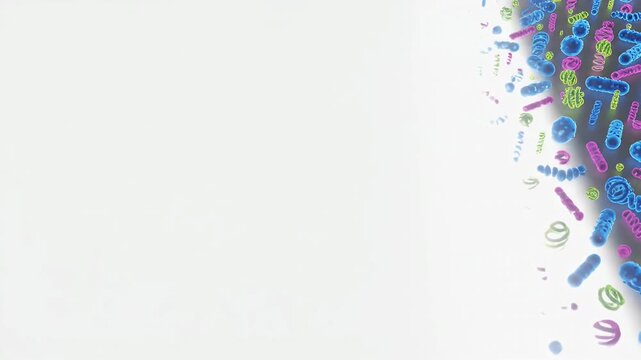 A colony of glowing abstract bacteria shrinking