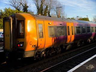 Obraz premium British Rail commutter passenger suburban railway station West Midlands England UK