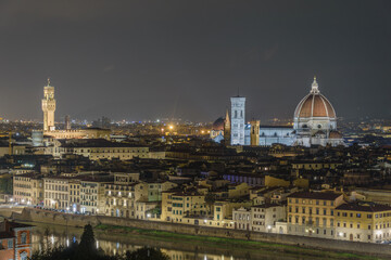 Florence Cathedral illuminated at night, Tuscany, Italy