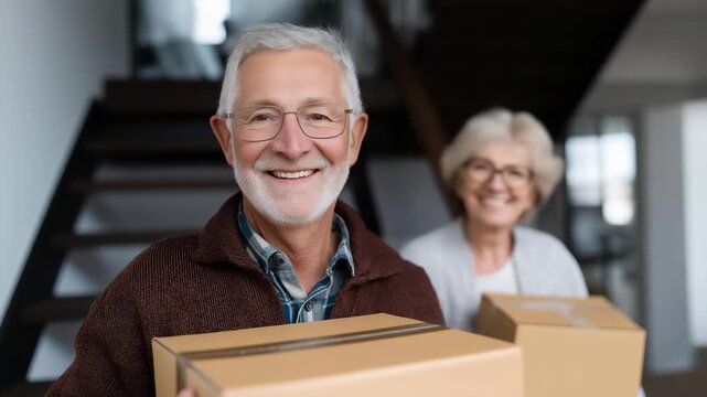 A sibling giving up their weekend plans to help move an elderly relative, smiling warmly while carrying heavy boxes up the stairs &mdash; family loyalty, personal sacrifice, and supportive relationships.