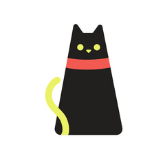 Simple Geometric Black Cat Illustration