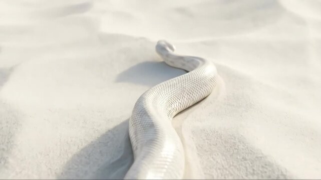 Cinematic White Python Slithering Gracefully Across Sunny Desert Sand