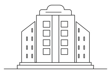 Office building one line drawing vector illustration