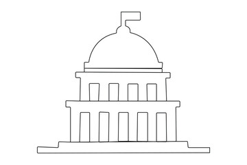 One line drawing of futuristic office skyscraper