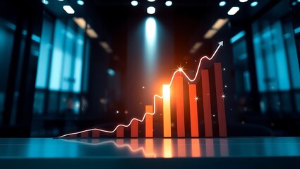 Generative AI visual representation of upward financial trending business success and growth.