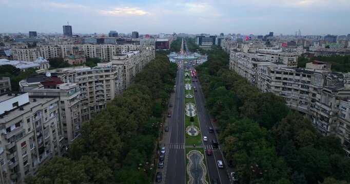 Drone fly over Bucarest and House of People