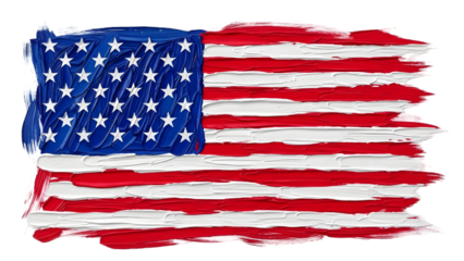 Painted american flag brushstrokes patriotic symbol isolated on transparent background