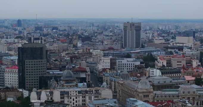 Drone fly over Bucarest and House of People