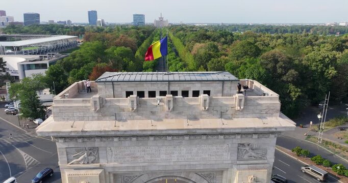 Drone fly - Bucarest - Triumphal Arch 