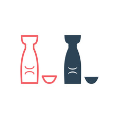 Sake icons set logo template design illustration