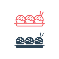 Takoyaki japanese food icons set logo template