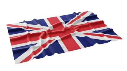 Waving united kingdom flag isolated on transparent background
