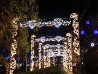 Christmas lights and decorations in Baia Mare city, Romania