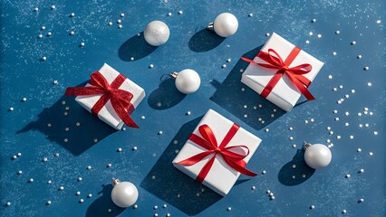 christmas gift box with red ribbon