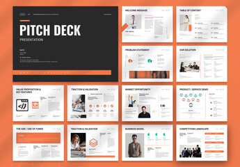 Pitch Deck Landscape Brochure Template Slides