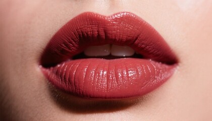 Fototapeta premium Lips with lipstick in modern style showcasing a matte look 