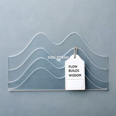 Transparent wave diagram displaying data information on grey surface