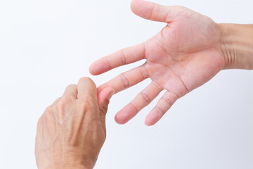 手のマッサージ　白バック