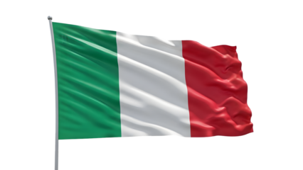 Waving italian flag national symbol europe isolated on transparent background