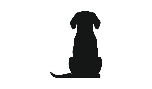 Silhouette of a dog sitting and facing away from the camera