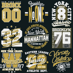 Set of vintage athletic varsity typography design elements for tshirt © Joy