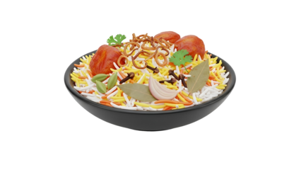 Fragrant Rice Delight: A vibrant bowl filled with aromatic basmati rice, adorned with tomatoes, aromatic spices, and a touch of fresh herbs, evokes a sensory feast.