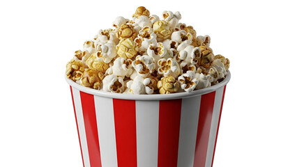 Popcorn Delight: A close-up shot of a classic popcorn bucket overflowing with fluffy, golden kernels, offering a delicious treat for movie nights or any special moment.