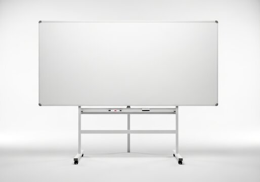 Rectangular white presentation board mounted on a mobile stand against a bright background