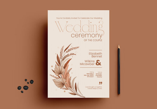Elegant Floral Wedding Invitation Card Design Template