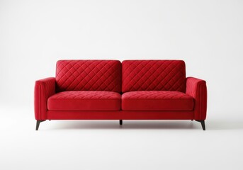 Naklejka premium Modern crimson upholstered settee displayed against a clean white background