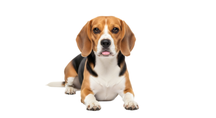 Adorable beagle puppy headshot portrait isolated on transparent background