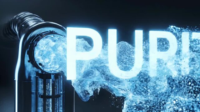 Futuristic data filter cleanses a stream of digital information like purity