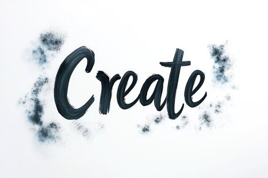 Naklejki Create your vision: inspirational handwritten calligraphy in black ink on white background
