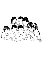 Sketch drawing line drawing, jumping, vector illustration