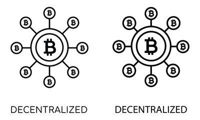 Decentralized bitcoin network icon showing blockchain and cryptocurrency