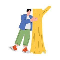 Deforestation Hug Vector Flat Illustration EPS 10 file