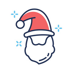 Ready to use flat outline style icon of santa face with cap